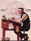 Norman Rockwell Daydreaming Bookeeper (Adventure) painting
